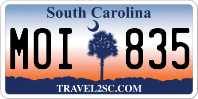 SC license plate MOI835