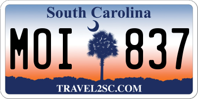 SC license plate MOI837