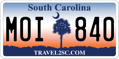 SC license plate MOI840