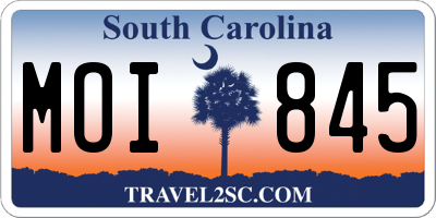 SC license plate MOI845