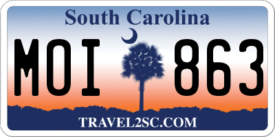 SC license plate MOI863