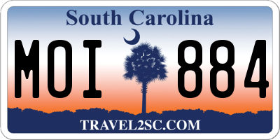 SC license plate MOI884