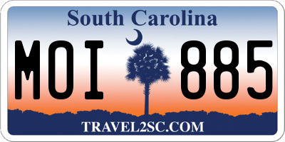 SC license plate MOI885