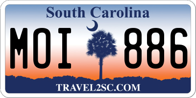 SC license plate MOI886