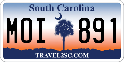 SC license plate MOI891