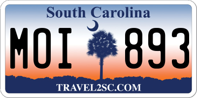 SC license plate MOI893
