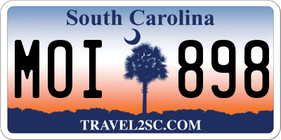 SC license plate MOI898