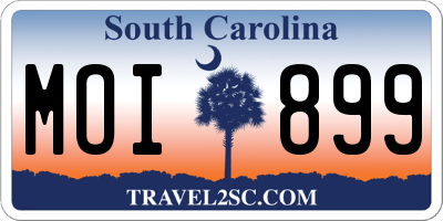 SC license plate MOI899