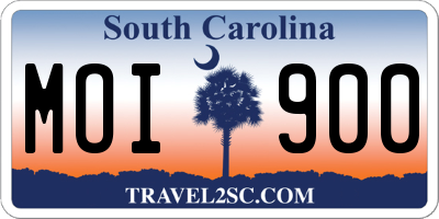 SC license plate MOI900