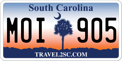 SC license plate MOI905