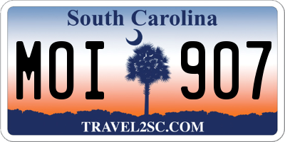 SC license plate MOI907