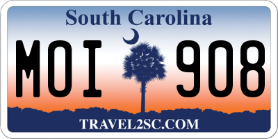 SC license plate MOI908
