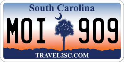 SC license plate MOI909
