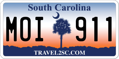 SC license plate MOI911
