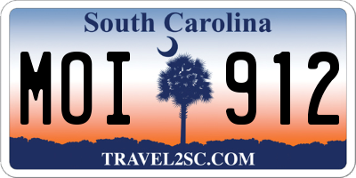 SC license plate MOI912