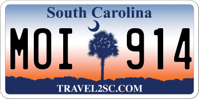 SC license plate MOI914
