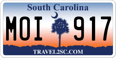 SC license plate MOI917