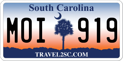 SC license plate MOI919