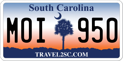 SC license plate MOI950