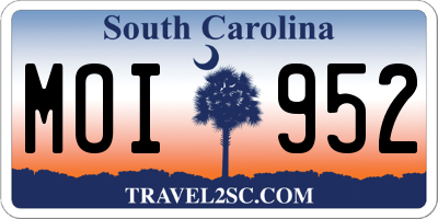 SC license plate MOI952