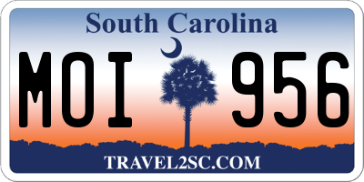 SC license plate MOI956