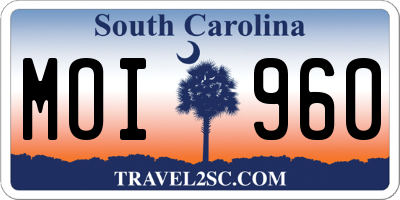 SC license plate MOI960