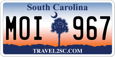 SC license plate MOI967