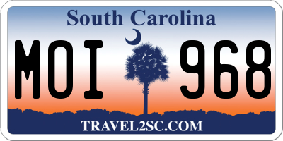 SC license plate MOI968