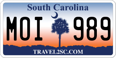 SC license plate MOI989