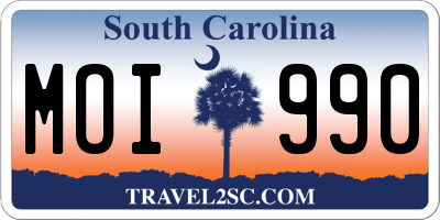 SC license plate MOI990