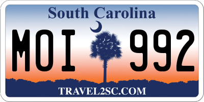 SC license plate MOI992