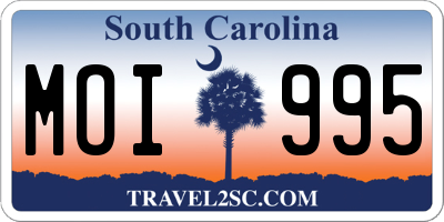 SC license plate MOI995