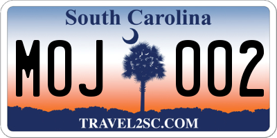 SC license plate MOJ002