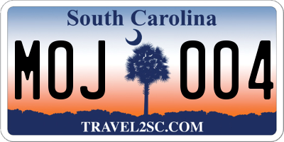 SC license plate MOJ004