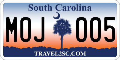 SC license plate MOJ005