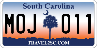 SC license plate MOJ011