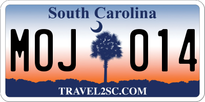 SC license plate MOJ014