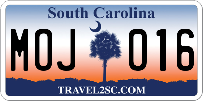 SC license plate MOJ016