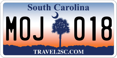SC license plate MOJ018