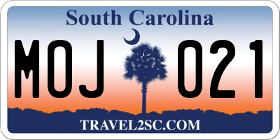 SC license plate MOJ021