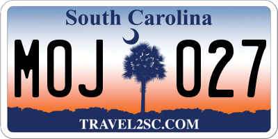 SC license plate MOJ027
