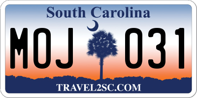 SC license plate MOJ031