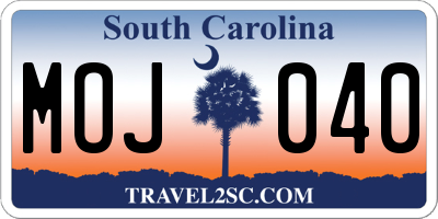 SC license plate MOJ040