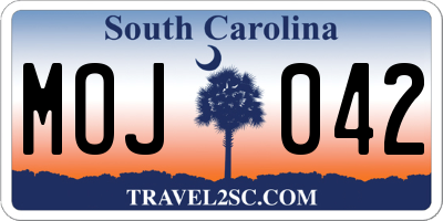 SC license plate MOJ042