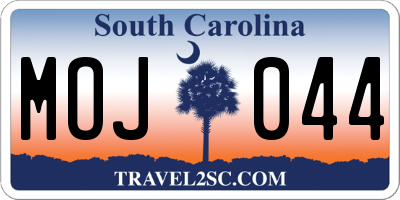 SC license plate MOJ044