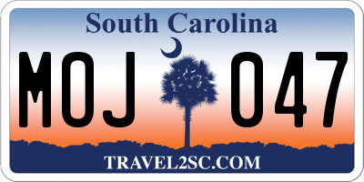 SC license plate MOJ047