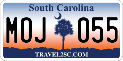 SC license plate MOJ055