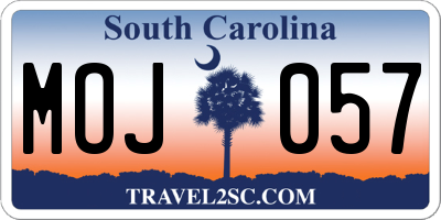 SC license plate MOJ057