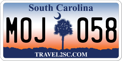 SC license plate MOJ058