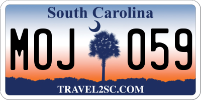 SC license plate MOJ059